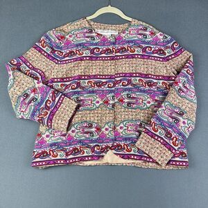 Vintage Anne Crimmins for Umi Blazer Womens 16 Abstract Paisley Print Silk Lined